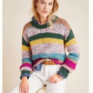Anthropologie Heartloom Striped Knit Sweater Size XS